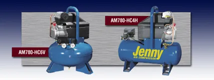 Two jenny air compressors are displayed side by side Two jenny air compressors are displayed side by side